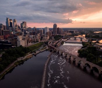 Aerial shot of Minneapolis MN